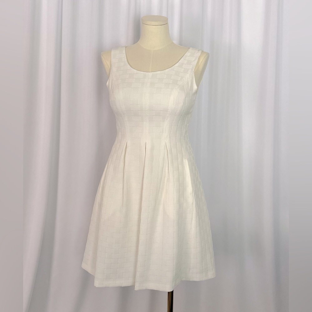 Nine West Textured Fit and Flare Ivory Women's Dress (656)
